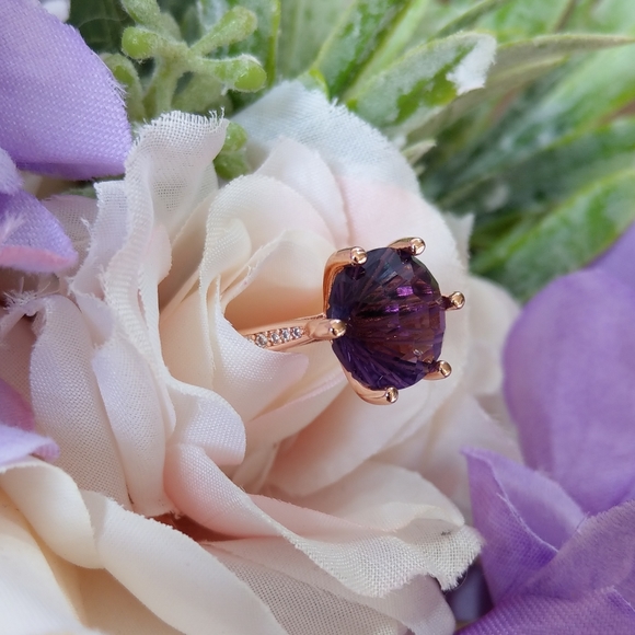 🔥LAST 1🔥NEW STUNNING ROSE GOLD PLATED AMETHYST RING - Picture 8 of 16